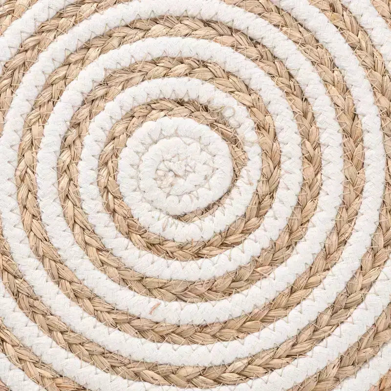 bali & pari Sgabello pouf poggiapiedi Nequiel in erba marina e corda intrecciata bianco/marrone naturale: Rivestimento in cotone, nessun assemblaggio richiesto