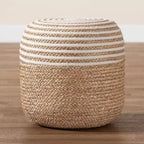bali & pari Sgabello pouf poggiapiedi Nequiel in erba marina e corda intrecciata bianco/marrone naturale: Rivestimento in cotone, nessun assemblaggio richiesto