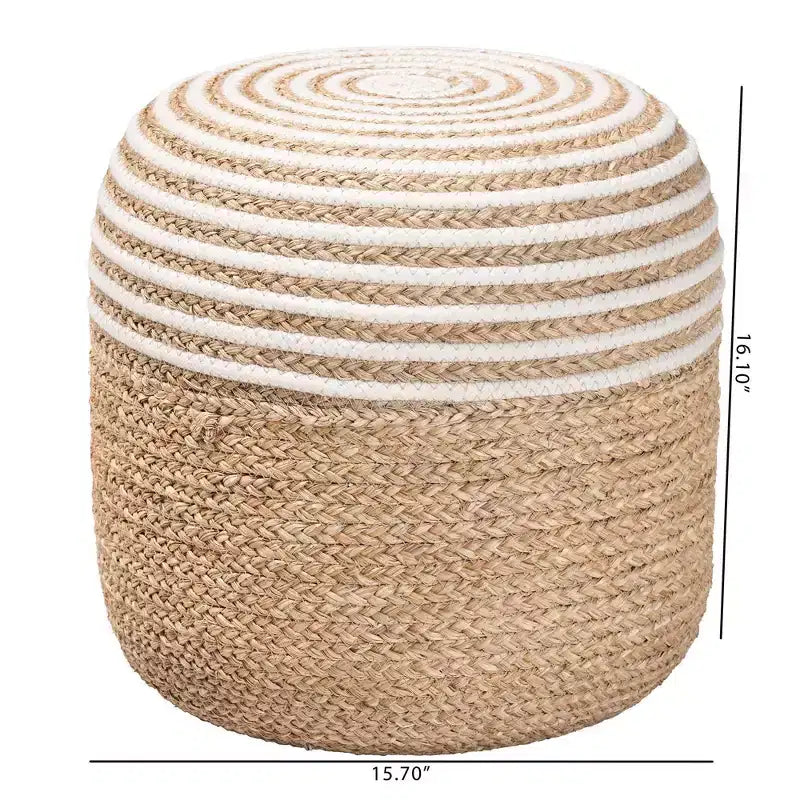 bali & pari Sgabello pouf poggiapiedi Nequiel in erba marina e corda intrecciata bianco/marrone naturale: Rivestimento in cotone, nessun assemblaggio richiesto