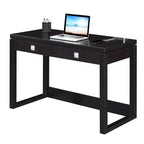 Scrivania Newport a 2 Cassetti con Stazione di Ricarica Espresso/Nero - Breighton Home: Postazione di Lavoro per Ufficio, Costruzione in MDF