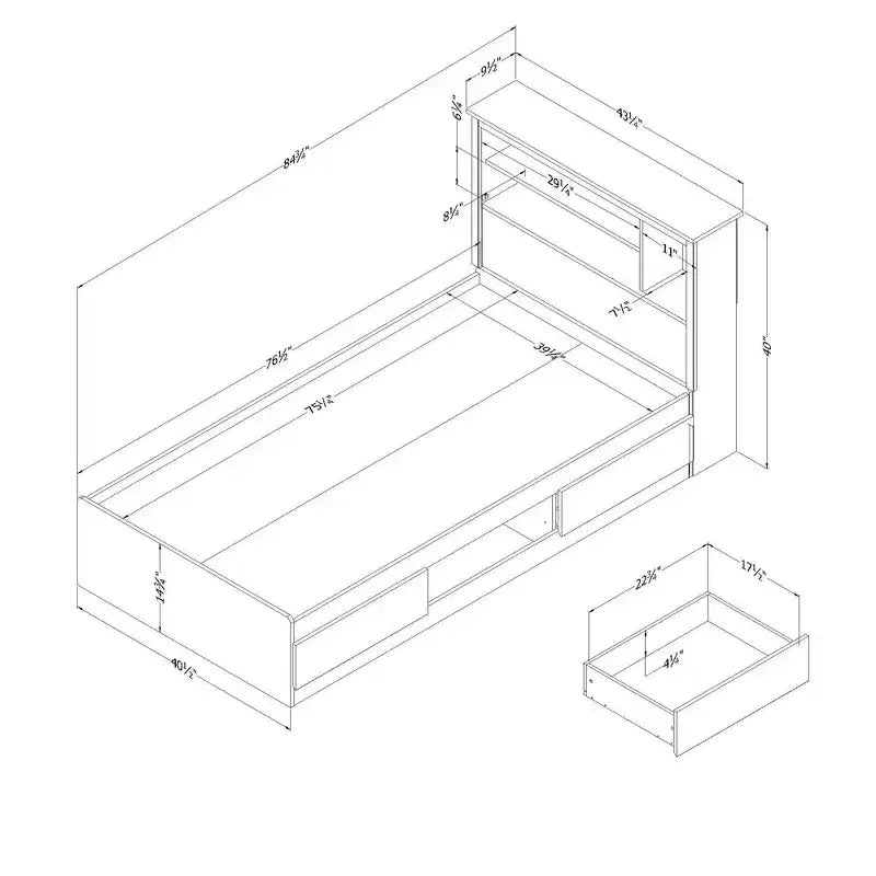 Set letto matrimoniale e testiera South Shore Nordik Oak: 6 vani portaoggetti, truciolato laminato