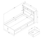 Set letto matrimoniale e testiera South Shore Nordik Oak: 6 vani portaoggetti, truciolato laminato