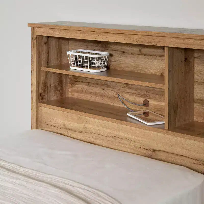 Set letto matrimoniale e testiera South Shore Nordik Oak: 6 vani portaoggetti, truciolato laminato