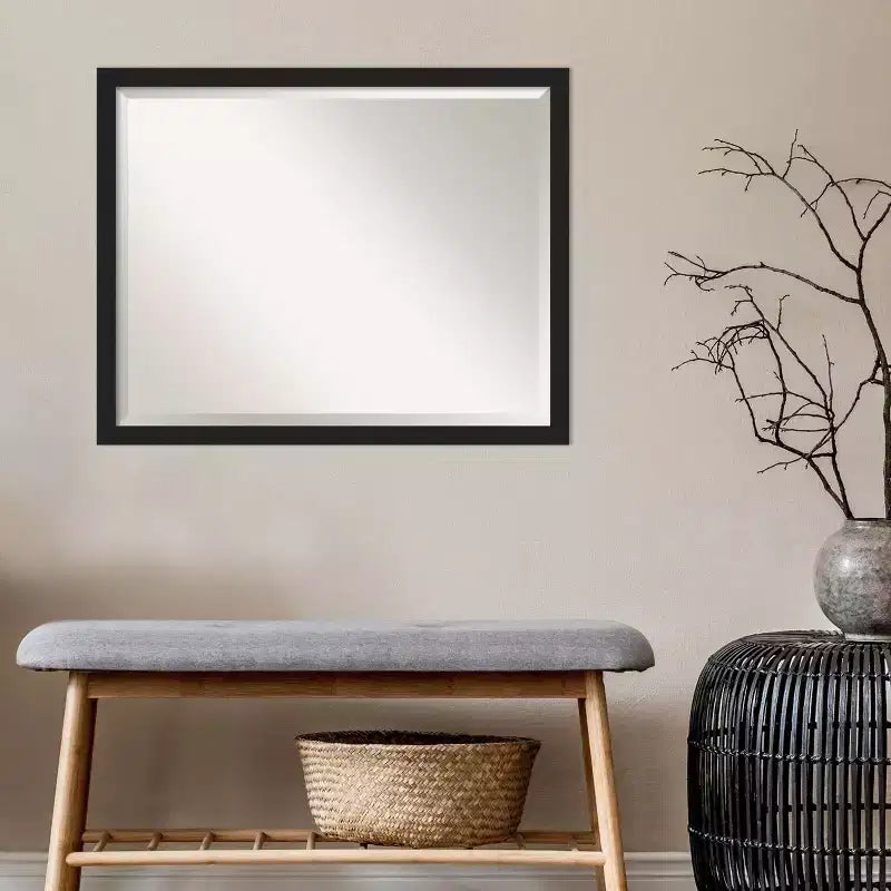 Specchio da parete per bagno Grace Narrow Brushed, cornice nera - Amanti