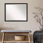 Specchio da parete per bagno Grace Narrow Brushed, cornice nera - Amanti
