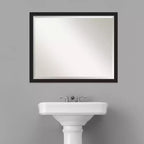 Specchio da parete per bagno Grace Narrow Brushed, cornice nera - Amanti
