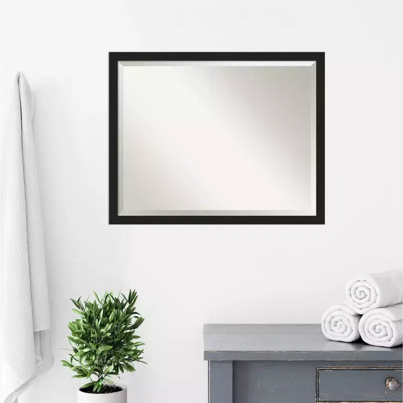 Specchio da parete per bagno Grace Narrow Brushed, cornice nera - Amanti
