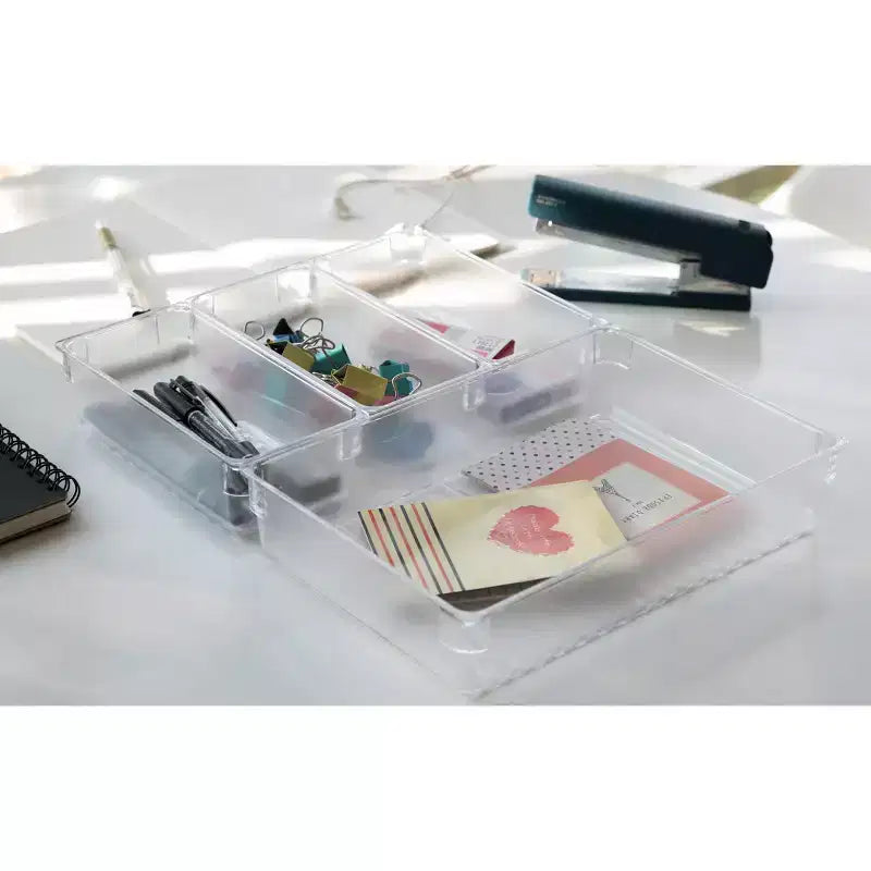 Organizzatore cassetti in plastica trasparente, set da 4
