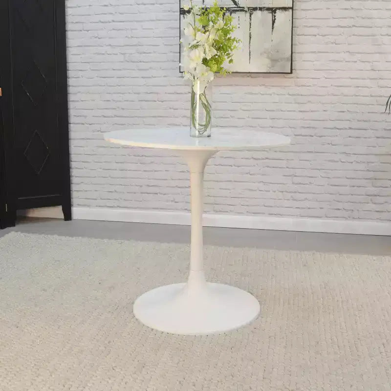 Tavolo da pranzo rotondo in marmo bianco/nero, 2 posti