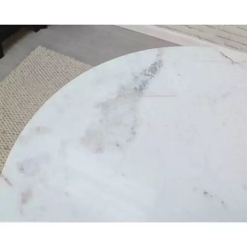 Tavolo da pranzo rotondo in marmo bianco/nero, 2 posti