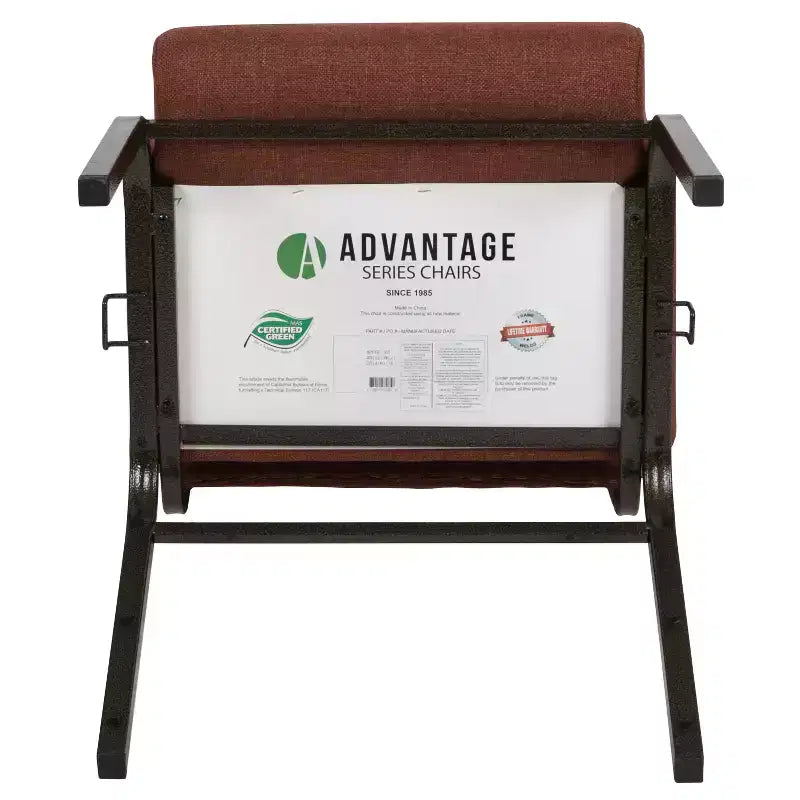 Sedia da auditorium Flash Furniture Advantage – Sedia imbottita impilabile – Seduta larga 52 cm – Tessuto cannella/Struttura venata oro
