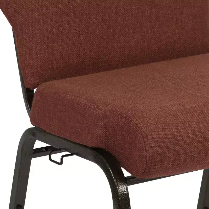 Sedia da auditorium Flash Furniture Advantage – Sedia imbottita impilabile – Seduta larga 52 cm – Tessuto cannella/Struttura venata oro