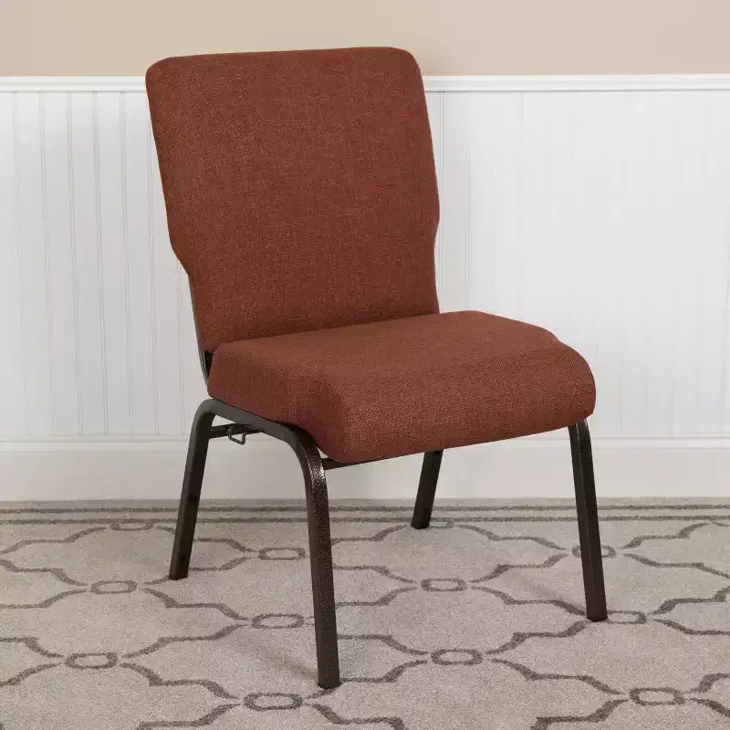 Sedia da auditorium Flash Furniture Advantage – Sedia imbottita impilabile – Seduta larga 52 cm – Tessuto cannella/Struttura venata oro