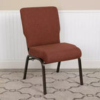 Sedia da auditorium Flash Furniture Advantage – Sedia imbottita impilabile – Seduta larga 52 cm – Tessuto cannella/Struttura venata oro