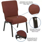 Sedia da auditorium Flash Furniture Advantage – Sedia imbottita impilabile – Seduta larga 52 cm – Tessuto cannella/Struttura venata oro