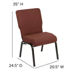Sedia da auditorium Flash Furniture Advantage – Sedia imbottita impilabile – Seduta larga 52 cm – Tessuto cannella/Struttura venata oro