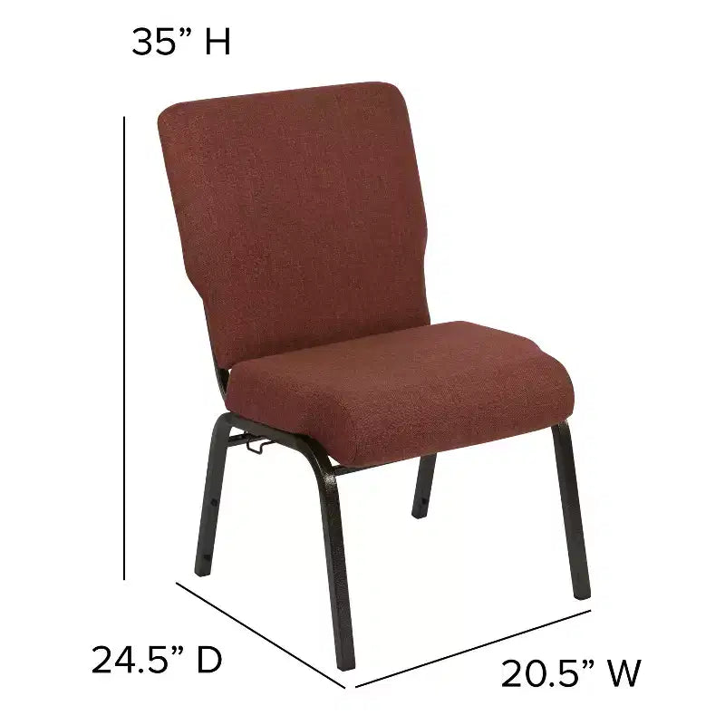 Sedia da auditorium Flash Furniture Advantage – Sedia imbottita impilabile – Seduta larga 52 cm – Tessuto cannella/Struttura venata oro