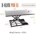 X-Elite Pro 36 Convertitore per Scrivania Regolabile in Altezza Pneumatico Nero Stand Steady