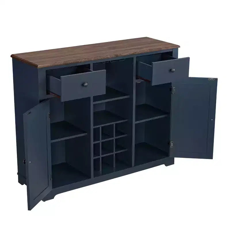 Mobile bar in legno da 47" con pomelli in nichel spazzolato - Home Essentials