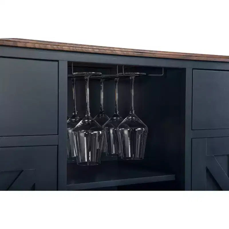 Mobile bar in legno da 47" con pomelli in nichel spazzolato - Home Essentials