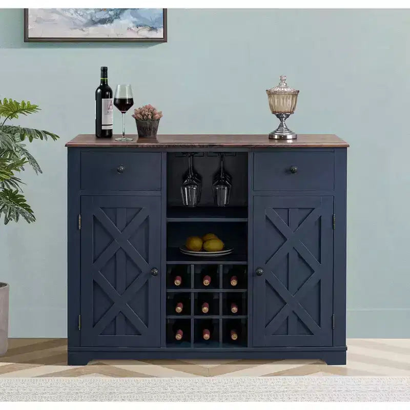 Mobile bar in legno da 47" con pomelli in nichel spazzolato - Home Essentials
