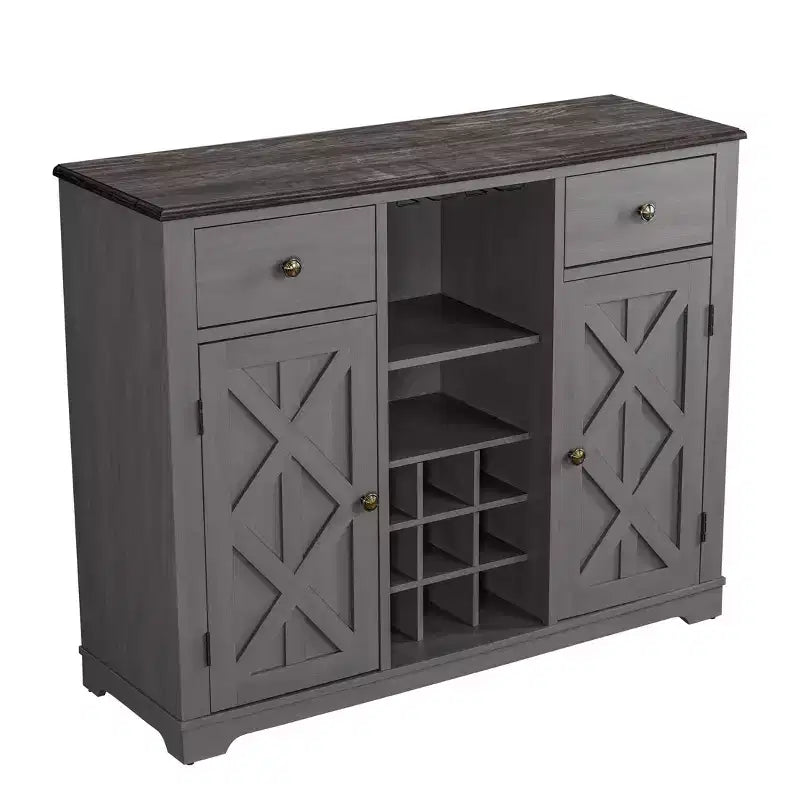 Mobile bar in legno da 47" con pomelli in nichel spazzolato - Home Essentials