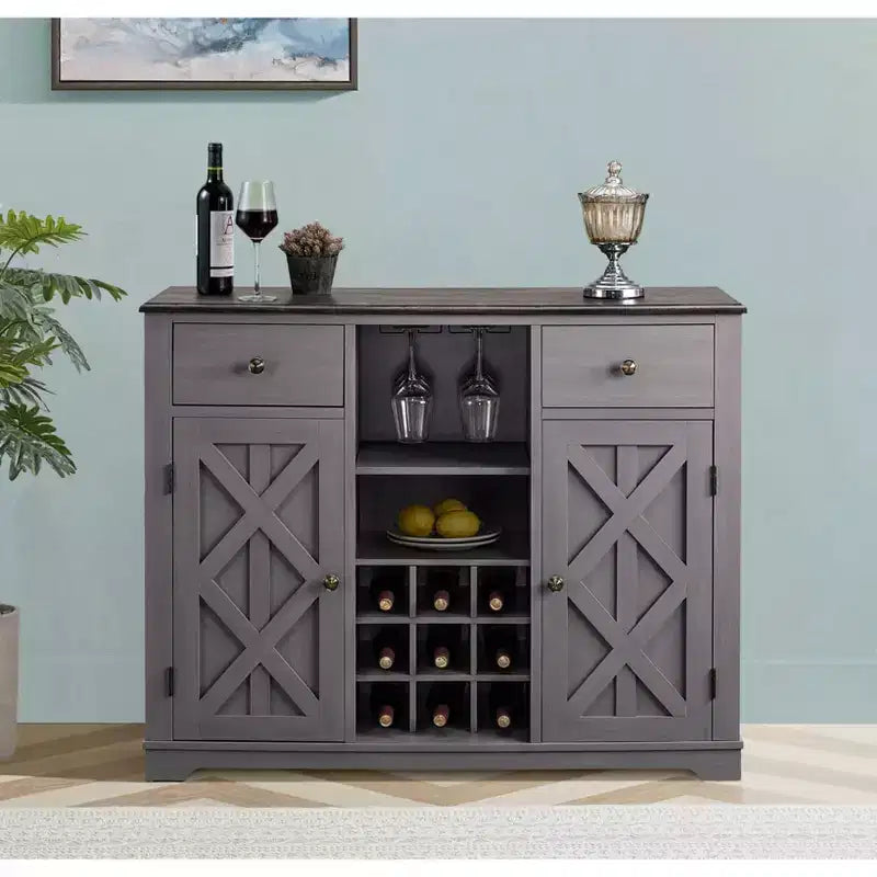 Mobile bar in legno da 47" con pomelli in nichel spazzolato - Home Essentials