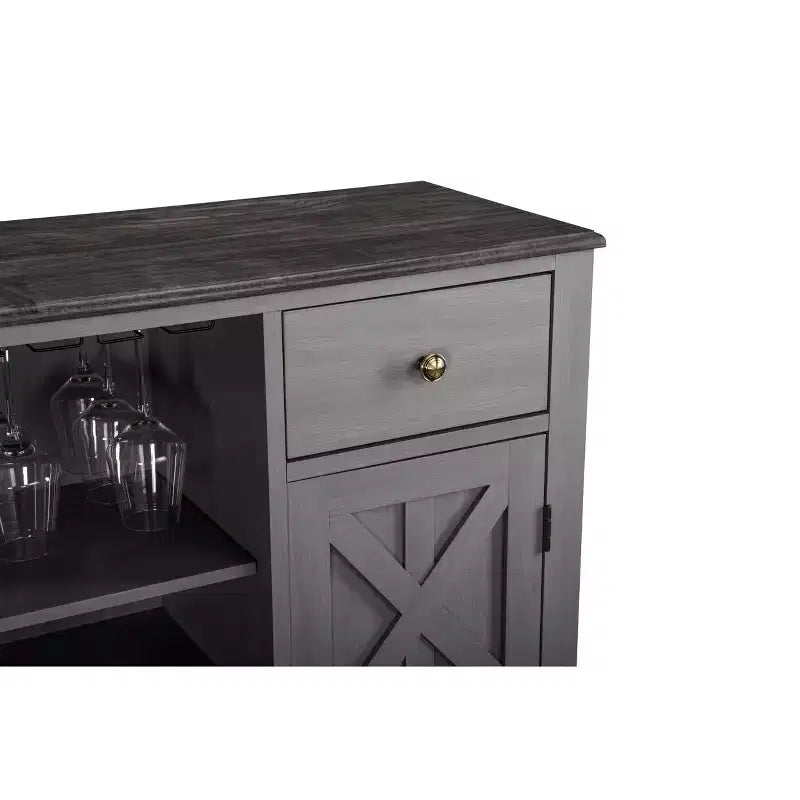 Mobile bar in legno da 47" con pomelli in nichel spazzolato - Home Essentials