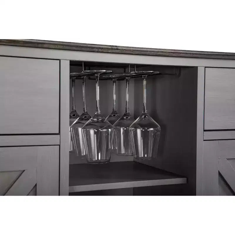Mobile bar in legno da 47" con pomelli in nichel spazzolato - Home Essentials