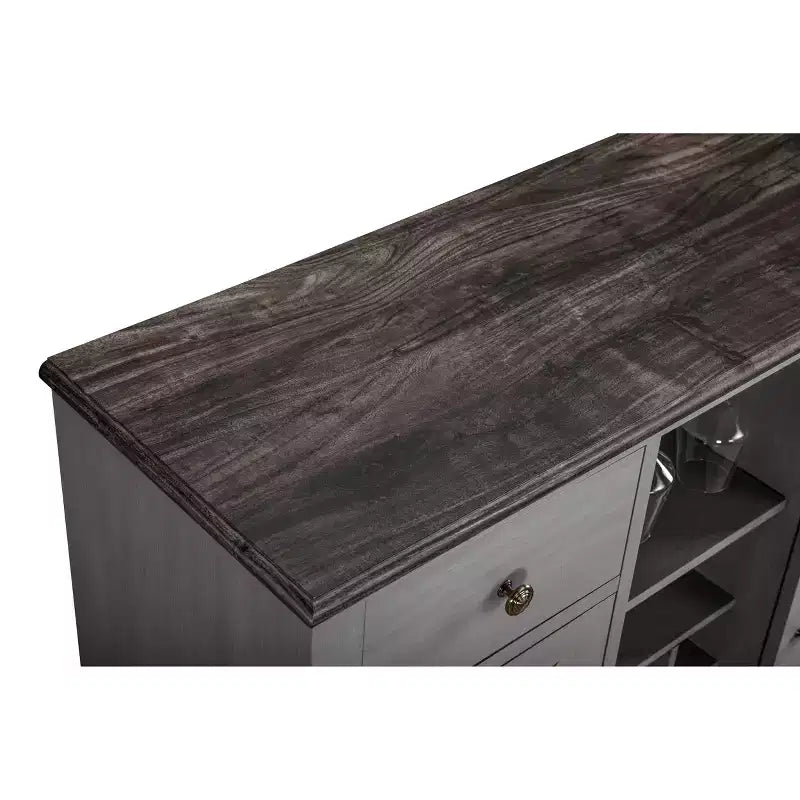 Mobile bar in legno da 47" con pomelli in nichel spazzolato - Home Essentials