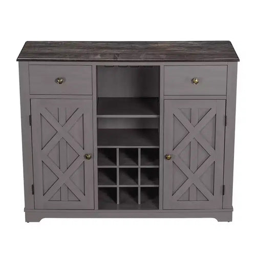 47" Wood Bar Cabinet with Brushed Nickel Knobs - Home Essentials