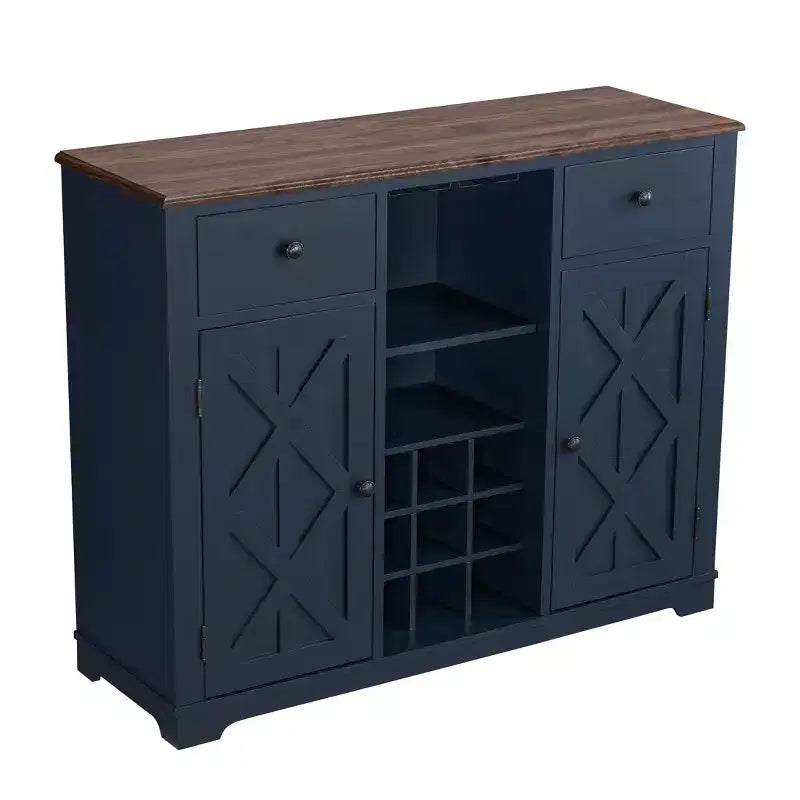 Mobile bar in legno da 47" con pomelli in nichel spazzolato - Home Essentials
