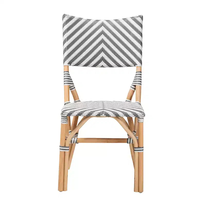 bali & pari Shai Sedia da Bistrò Moderna in Grigio Francese e Bianco con Tessitura e Rattan Naturale