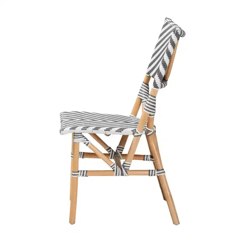 bali & pari Shai Sedia da Bistrò Moderna in Grigio Francese e Bianco con Tessitura e Rattan Naturale