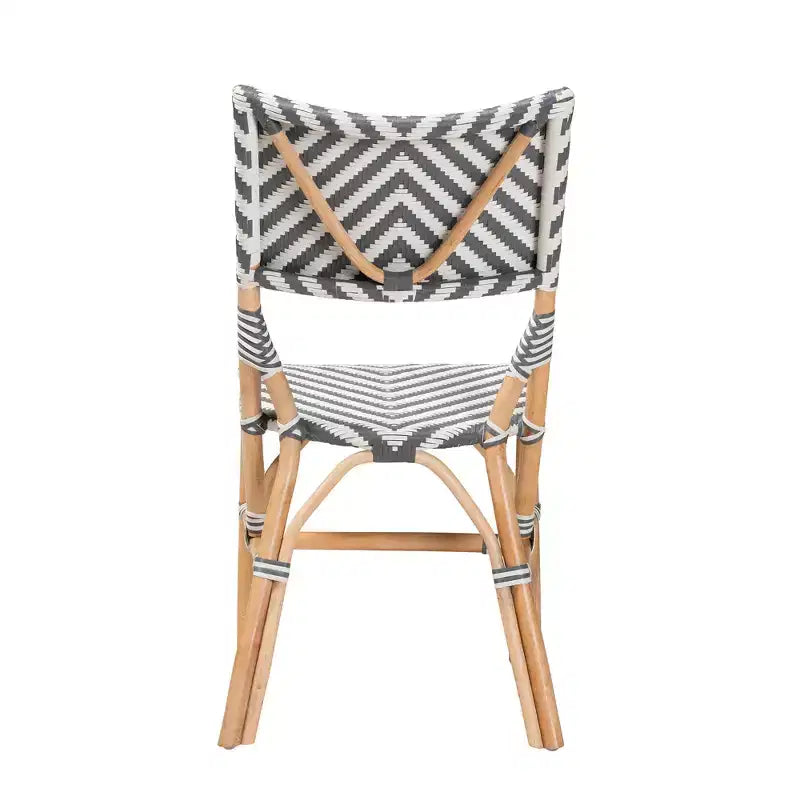 bali & pari Shai Sedia da Bistrò Moderna in Grigio Francese e Bianco con Tessitura e Rattan Naturale