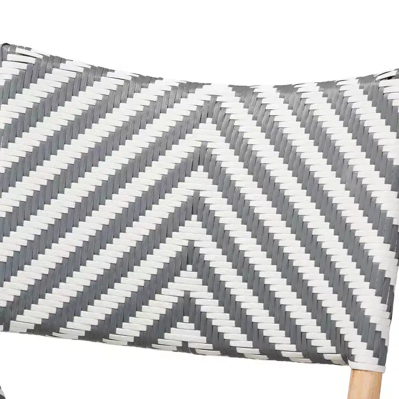 bali & pari Shai Sedia da Bistrò Moderna in Grigio Francese e Bianco con Tessitura e Rattan Naturale